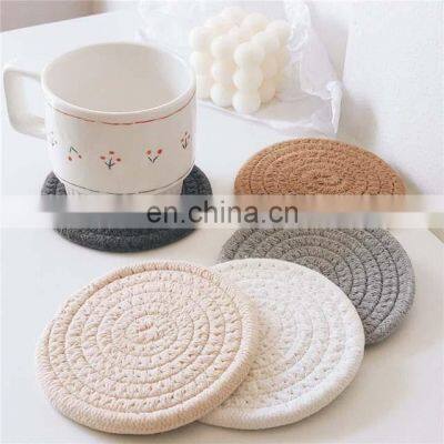 Amazon Heat-Resistant Woven Cotton Rope Cup Coaster Absorbent Braided Coasters For Drinks photo-3