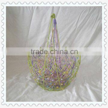 waved mouth decorative handmade wire egg basket wholesale