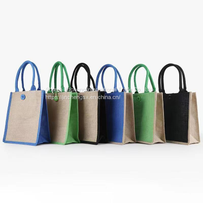 Wholesale Cheap Durable Colorful Jute Bag Jute Shopping Bag Custom Jute Tote Bag