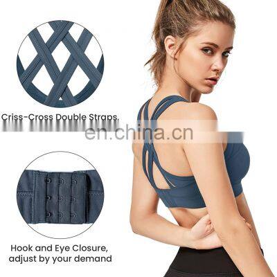 Yvette Women High Impact Sports Bras Criss Cross Back Sexy Running Bra for Plus Size photo-3