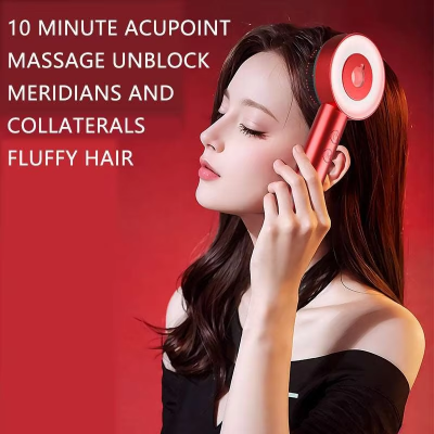 2024 New High QualityRed Light Therapy Heating Massage Comb High Frequency Vibration Soothing Hair Growth Scalp Massage Brush photo-3