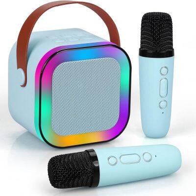 Hot Sell LED Lights Portable Handheld Karaoke Speaker with Mic Wireless Karaoke Condenser Microphone