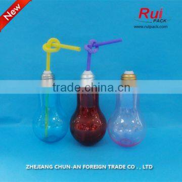 coloful lovely lamp bulb shape drink beverage bottle,empty energtic drinking plastic bottle