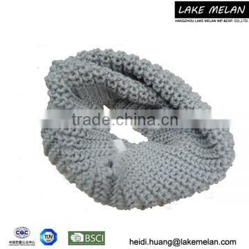 Best Seller Acrylic Knitted Infinity Scarf(Snood) For Lady In Grey