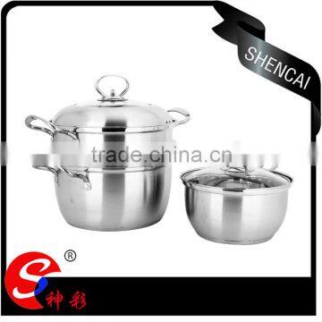 stainless steel two layers steamer pot cookware sets/ milk boiling pot/ sauce pot