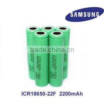 Wholesale rechargeable original samsung 2200mah 3.6v ICR 18650 battery