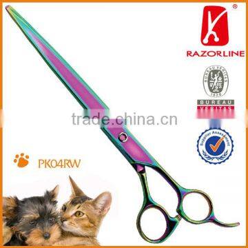 PK04RW SUS440C Professional Rainbow titanium Coating Pet Scissor