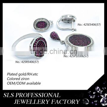 Alibaba wholesale SLS brands 2014 pakistani bridal jewelry sets with Red CZ micro pave