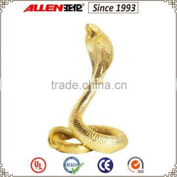 15.9" gold plated head up resin cobra sculpture for sale