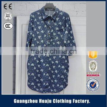 Guangzhou Newest Garment Factory Wholesale Women Denim Shirt Plain Loose Top photo-5