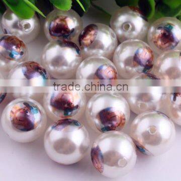 Look!! 2016 Fashion Chunky Round Loose Acrylic Bubblegum Ball 20mm Pearl Print Cartoon Character Large Pearl Beads For Jewelry!