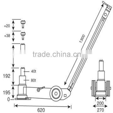 80t Pneumatic Hydraulic Jack