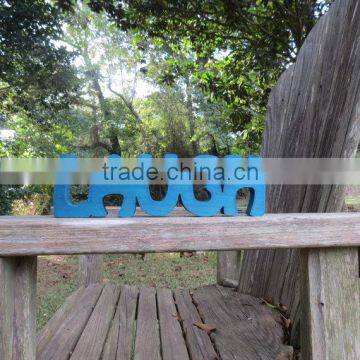 classic color wood LAUGH sign shelf sitter word art