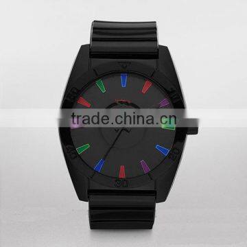 Fashion coll all balck silicone sport watch