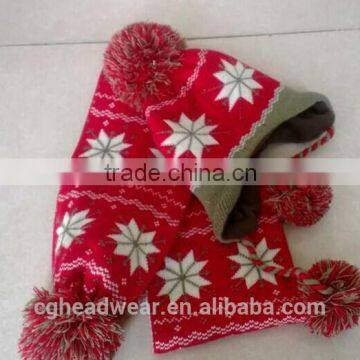 hot sale beanie hat ,acrylic hat / winter hat / knitted hat mittens scarf set
