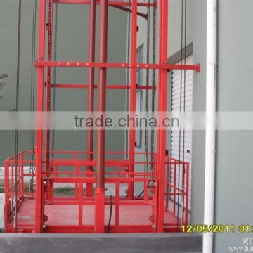 Vertical Hydraulic rail cargo lift / cargo elevator lift for warehouse