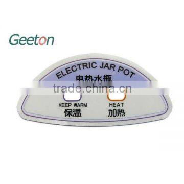 Custom PC Nameplate Label For Electric Jar Pot