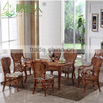 Vogue China cane wood dining table chair set