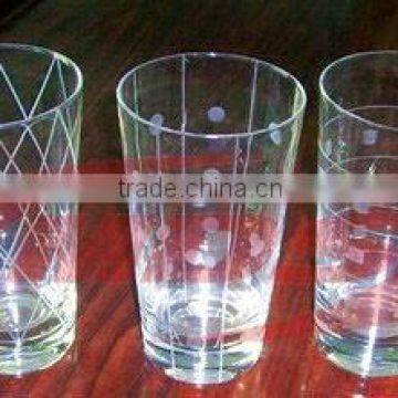 wholesale clear drinking glass tumbler with decoration