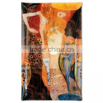 CARMANI Glass Plate 42x28cm "The Water Serpents" design Gustav Klimt