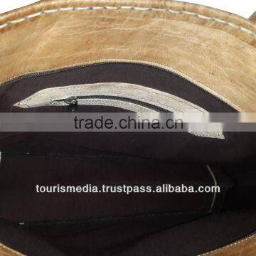 Handmade Braided Leather Handbag Moroccan Dark Tan Leather Handbag photo-5