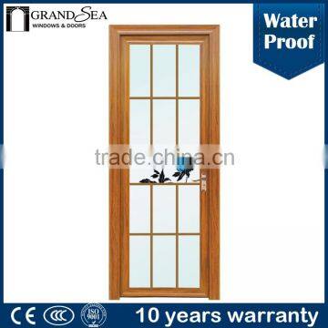 Waterproof Frosted Custom Swing Aluminium Glass Bathroom Door Wooden Corlor for Villa Quality Choice photo-2