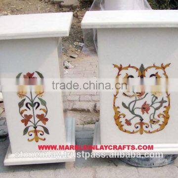 White Marble Inlay Table Base