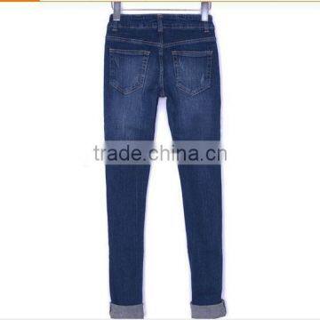 2015 wholesale Euramerican low-waisted washing pencil jeans pants