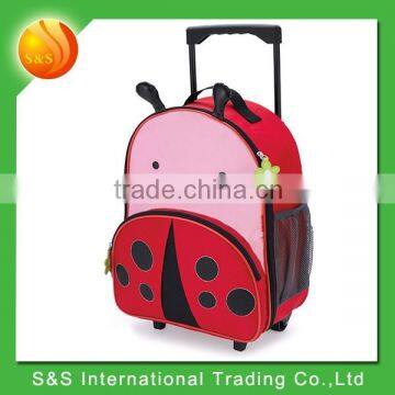 Cute polyester ladybug kids trolley school bag