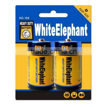 Top Selling R20P Mercury Free Carbon Zinc Battery (White Elephant brand or OEM)