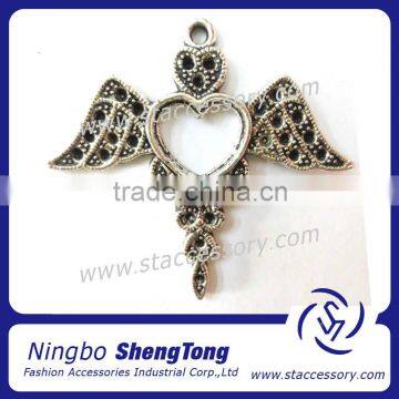 Nickle Free Angel Wing Heart Necklace Jewelry Pendant 42*39mm