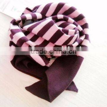 fashion lady acrylic stripe bevel edge knitted scarf