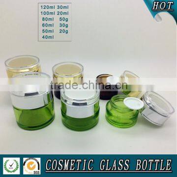 Dark Brown Colored Glass Cosmetic Bottle and Cosmetic Glass Jar With Acrylic Lid Quality Choice photo-4