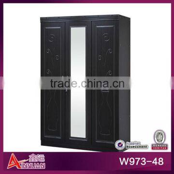 W973-48 fancy black antique MDF cabinet wardrobe closet