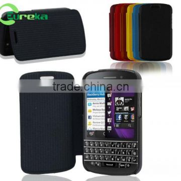 Hot selling book style leather stand mobile phone bags & cases for Blackberry Q10