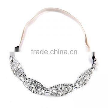 Elastic bandage alloy silver crystal choker necklac, crystal cube firejewel necklace