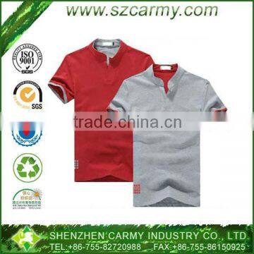 Fashion Grey & Red Cheap Mandarin Collar Stylish Youth Polo t Shirt