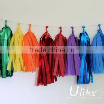 Bulk Diy Tissue Tassel Garland Elegant Colorful Gold and Silver Outdoor Foil and Tissue outdoor tinsel garland