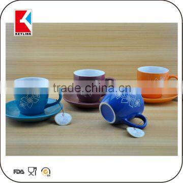 90cc colored espresso ceramic cup stoneware tea cup and saucer