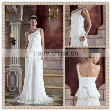 Elegant Cheap Chiffon One Shoulder Ruffle Beach Wedding Dress XYY003-029