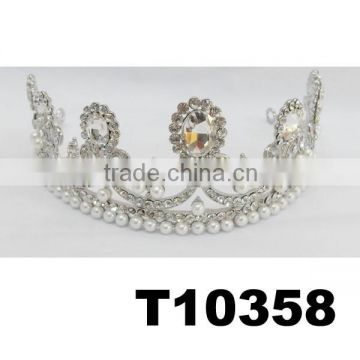 wholesale beauty queen big pearl diamond pageant crowns