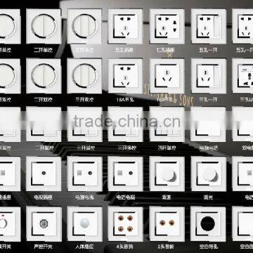 Wallpad White Waterproof Acrylic Glass 110~250V EU UK 1 Gang Intermediate Switch Power Supply Big Push Button Wall Light Switch