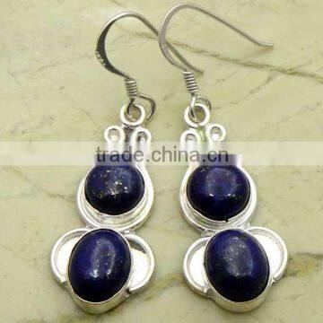 925 Sterling Silver Earrings,wholesale silver jewelry with genuine Lapis