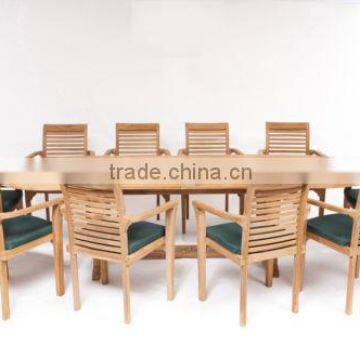 Dining Table with 10 Chairs Solid Teak Wood Garden Furniture NFG07