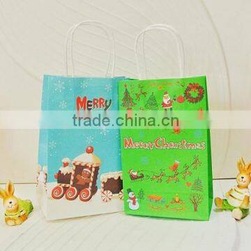 christmas tree paper bag with paper yarn paper bag gift bag shopping paper bag high quality customized print your logo