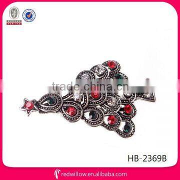 New fashion antique silver metal diamante hair snap clips for Christmas