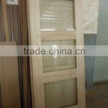 Unfinished Interior Modern Design Oak Veneered Wood Glass Door Design photo-4