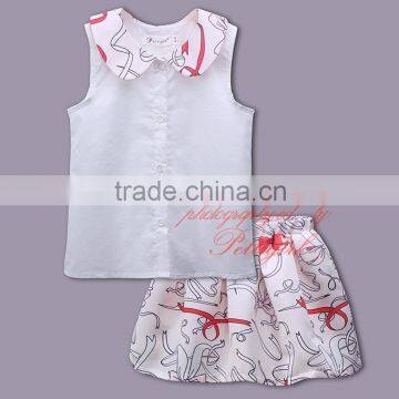 Newest Girls Clothing Set With Printed Vest And Skirts Summer Girl Suits Fashion 2pcs Clothes For Kids CS81030-130Z