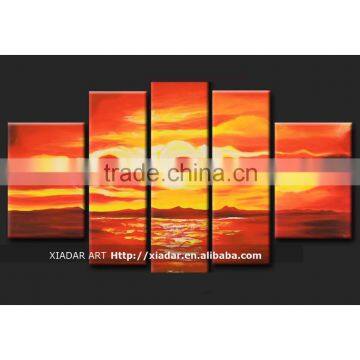 5 pcs sunset landscape abstract canvas oil painting for living room