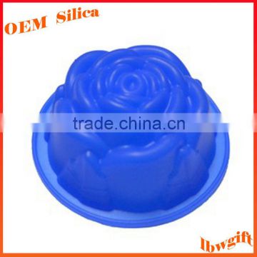 Custom blue silicone rose shape cake mold silicone chocolate mould FDA kitchenware